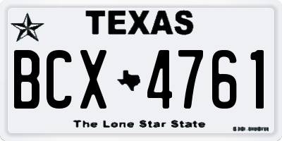 TX license plate BCX4761