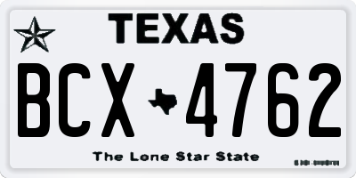 TX license plate BCX4762