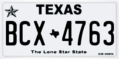 TX license plate BCX4763