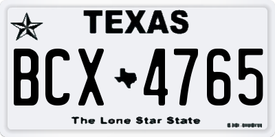 TX license plate BCX4765