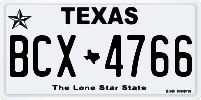 TX license plate BCX4766