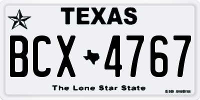 TX license plate BCX4767