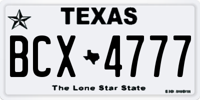 TX license plate BCX4777