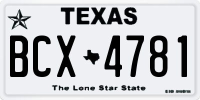 TX license plate BCX4781