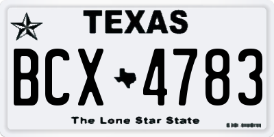 TX license plate BCX4783