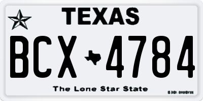 TX license plate BCX4784