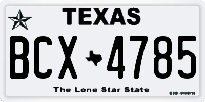 TX license plate BCX4785