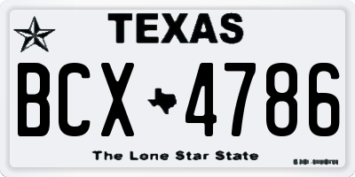 TX license plate BCX4786