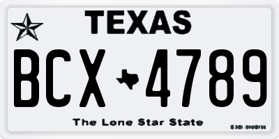 TX license plate BCX4789