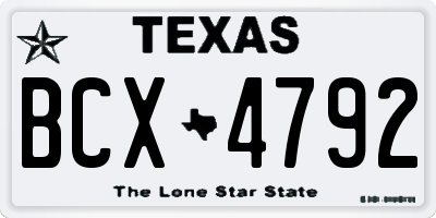 TX license plate BCX4792