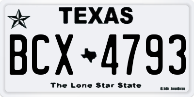 TX license plate BCX4793