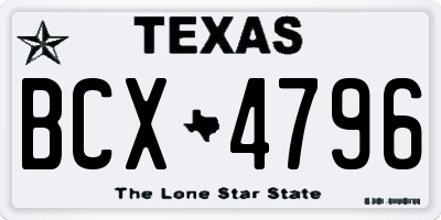 TX license plate BCX4796