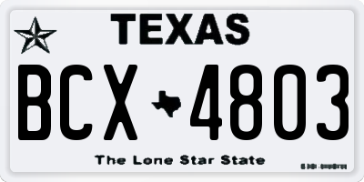 TX license plate BCX4803