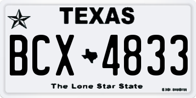 TX license plate BCX4833