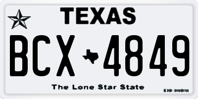 TX license plate BCX4849