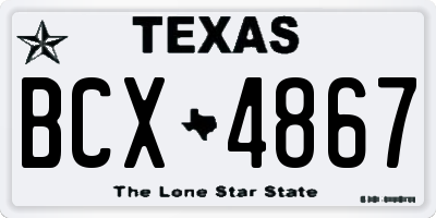 TX license plate BCX4867