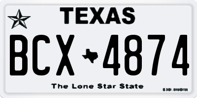 TX license plate BCX4874