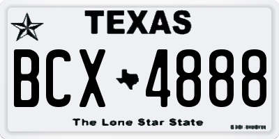 TX license plate BCX4888