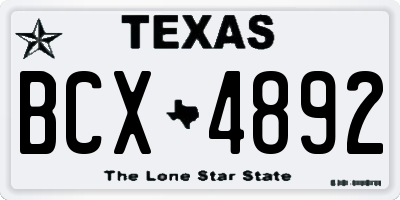 TX license plate BCX4892
