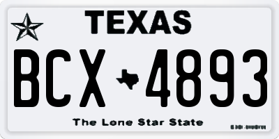 TX license plate BCX4893