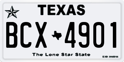 TX license plate BCX4901
