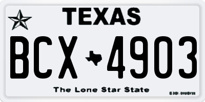 TX license plate BCX4903