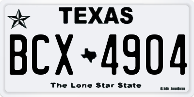 TX license plate BCX4904