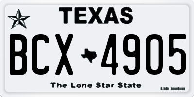 TX license plate BCX4905
