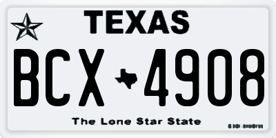 TX license plate BCX4908