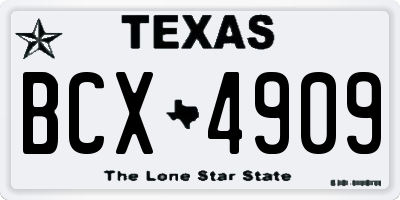 TX license plate BCX4909