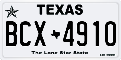 TX license plate BCX4910