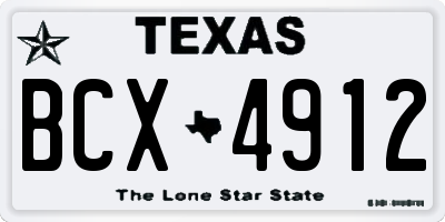 TX license plate BCX4912
