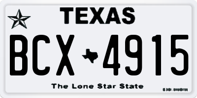 TX license plate BCX4915