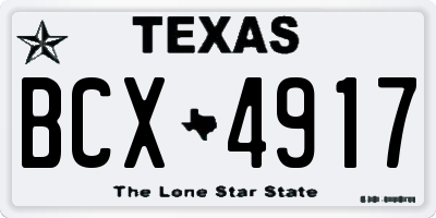 TX license plate BCX4917
