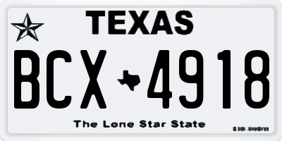 TX license plate BCX4918