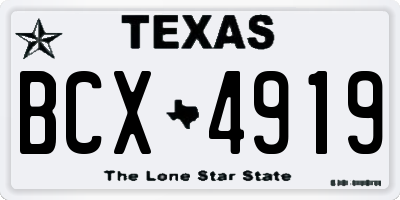TX license plate BCX4919