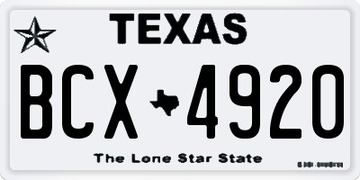 TX license plate BCX4920