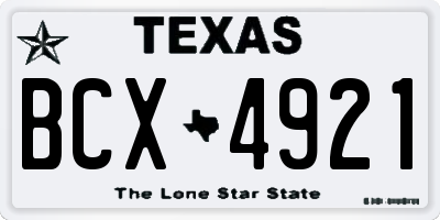 TX license plate BCX4921