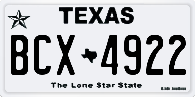 TX license plate BCX4922
