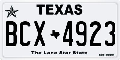 TX license plate BCX4923