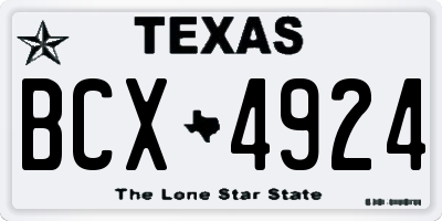TX license plate BCX4924