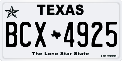 TX license plate BCX4925