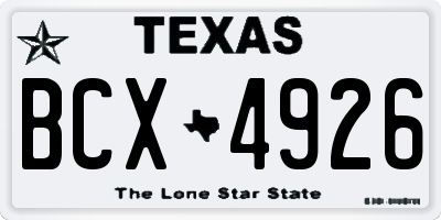TX license plate BCX4926