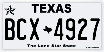 TX license plate BCX4927