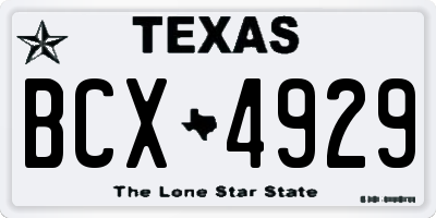 TX license plate BCX4929