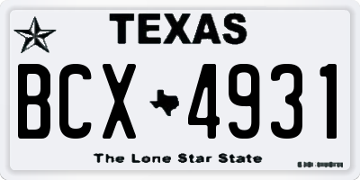 TX license plate BCX4931