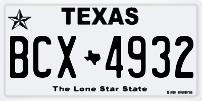 TX license plate BCX4932