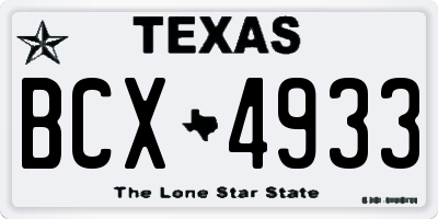 TX license plate BCX4933