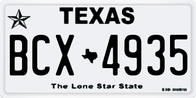 TX license plate BCX4935