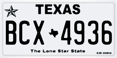 TX license plate BCX4936